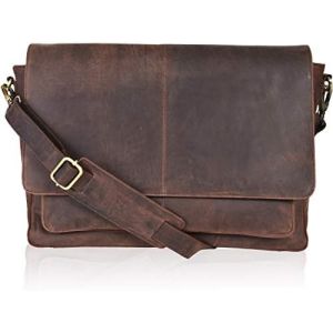 China OAK LEATHERS LEATHER MESSENGER BAG FOR MEN AND WOMEN - LAPTOP BRIEFCASE BAG FOR COLLEGE, OFFICE, ADJUSTABLE SHOULDER on sale