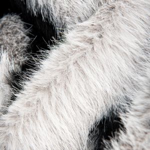 Ladies Vest Long Pile Faux Fur Fabric with Strip Printing and Plush in Weft