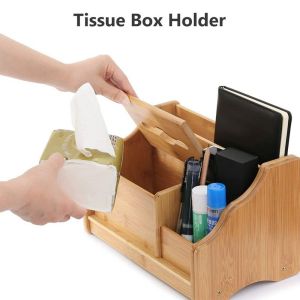 Adjustable Bookend Bamboo Storage Box for Office Organization 30-56.4 x18.54x18
