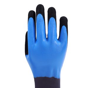 POPALM 13 Gauge Polyester Double Dipped Gloves With Nitrile Gloss Full Coating