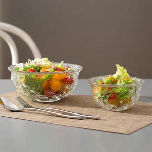 Cheap Vintage Glass Kitchen Wares Embossed Pressed Clear Glass Salad Bowls for sale