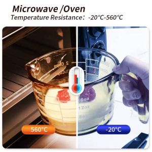 IKOO High Borosilicate Glass Measuring Cup Set with Easy-to-Read Markings Curved