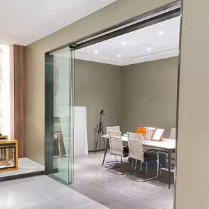 Interior Frameless Tempered Glass Sliding Door Synchronous Soft Closing