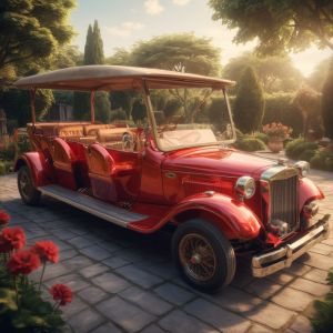 Retro Style White Streamlined Classic Car Nostalgic Journey On Sunset Road