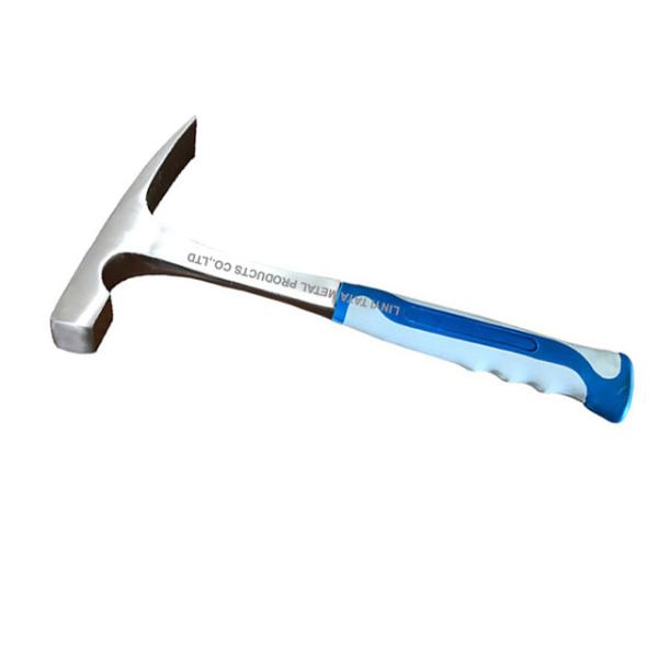 Mason's hammer masonary tool with forged steel construction & shock reduction