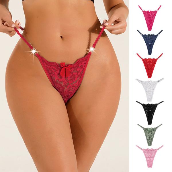 Lacey G Strings Low Rise String Thong Rhinestone Back Thong Invisible Panties