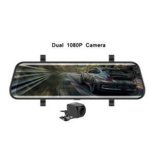 Cheap 10 inch car rearview mirror Blackbox DVR with 2 1080P cameras support parking monitoring for sale
