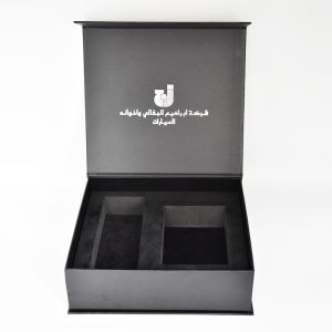 Car Perfume Magnetic Closure Rigid Boxes Luxury Custom Black Leather PU Book