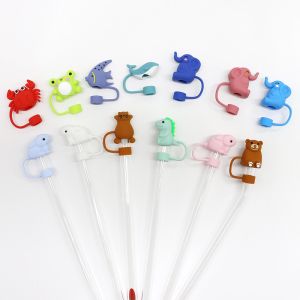 Custom Silicone 10mm Straw Covers With 3D Cartoon Animal Design Silicone Straw