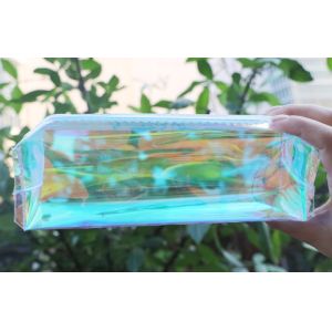 Colorful and transparent fresh pen bag 19.5*6.5*5.5cm transparent plastic