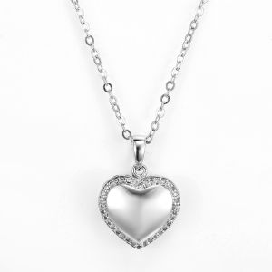 3.15g 925 Silver CZ Pendant Rhodium Valentines Day Heart Pendant