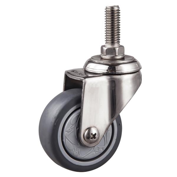 Quality Durable Light Medium Duty Grey Rubber Swivel Plate Mount Castors With Trailing Total Lock Caster wholesale