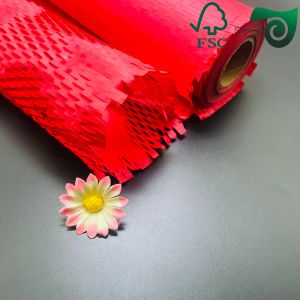 FSC 100gsm RED White Honeycomb Paper Wrap Eco Cushion For E Commerce Fragile