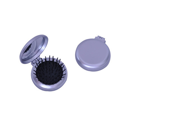 Quality Plastic silver compact mirror with comb Logo customized wholesale