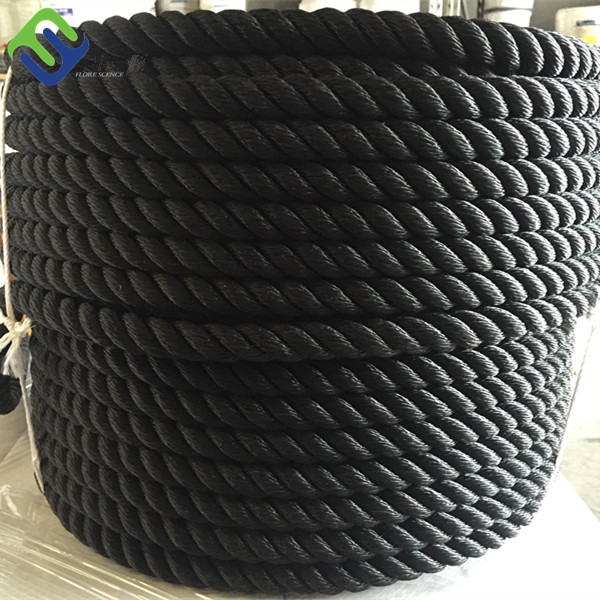 Quality 3 Strand Nylon Ship Mooring Rope Black Color 28mm wholesale
