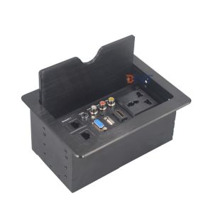 Aluminum furniture power data table mounted socket with slip cover