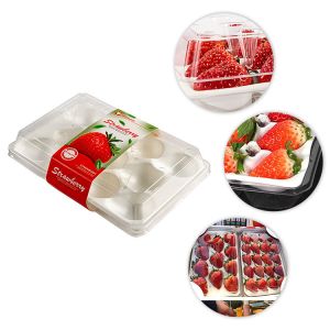 Strawberry Disposable Fruit Salad Containers Transparent PET With Inner Tray
