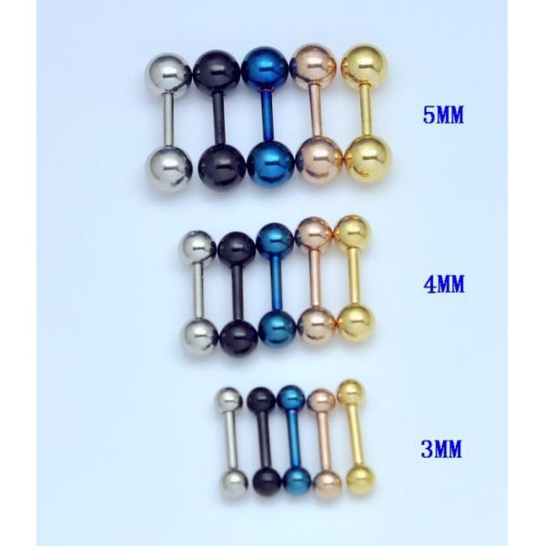 Retro 3 4 5 mm Men's Stainless Steel Ball Barbell Ear Piercing Studs Earrings Black Golden Sale Fashion