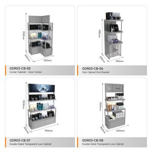 Display Showcase Grey Wooden Boutique Edge Cabinet With Led Lights For Visual