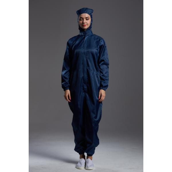 Food Processing Garment Resuable straight open zipper hooded coverall dark blue