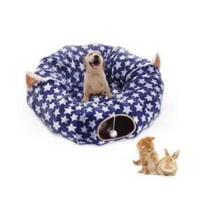 Foldable 2 In 1 Donut Cat Tunnel Comfortable Versatile Design For All Seasons