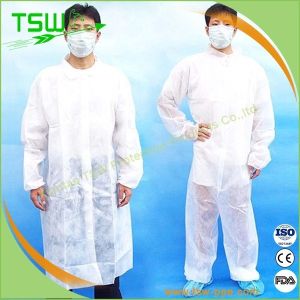 Hydrophobic Nonwoven Disposable Lab Coat With Zip Closure