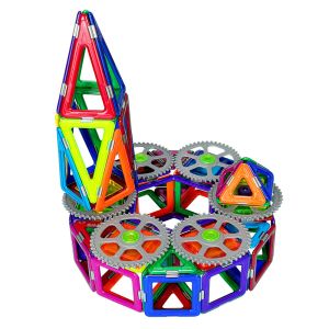 Cheap Creative Kids Stem Magnetic Building Tiles Educational Magnetic Blocks Turntable for sale