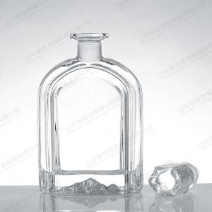Beverage Heavy Base Glass Bottle With Wood Cork For Vodka Gin Coffee Sauce Juice