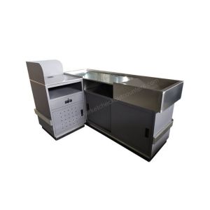 Cheap Left Or Right Sided Shop Checkout Counter / Stainless Steel Cash Register Table for sale