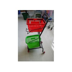 Three Basket Lightweight Shopping Trolley , Rolling Grocery Cart RAL Color