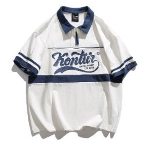 China Small Moq Clothing Manufacturers Men'S Half Sleeve Print T Shirt With Zipper on sale