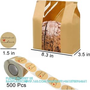 Large Kraft Paper Bread Bags Homemade Bread Loaf Bags 14" X 8.3" X 3.5" With Tin