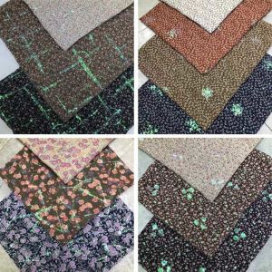 Floral Chiffon Embroidered Print Sequin Fabric Polyester Glitter
