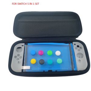 Game Controller Protector 5 in 1 Hard Portable Travel Storage Pocket Bag Screen Protector Thumb Stick Grip for NS Oled Console