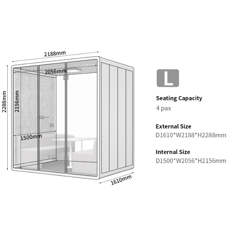 Modular Soundproof Meeting Pod White 4 Person Office Pod 100V - 240V With Safe