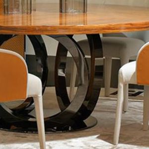 Tempering Contemporary Luxury Dining Table 1350mm , Ebony Lazy Susan Dining