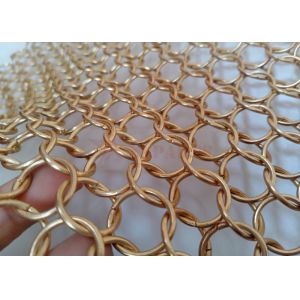 Rose Gold Metal Ring Mesh Curtain 15mm For Architecture Design