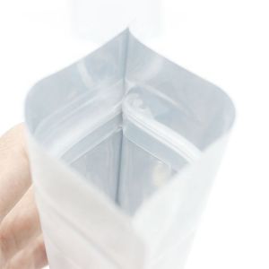 ziplockk Mylar White Kraft Stand Up Pouch Compostable Non Toxic MOPP
