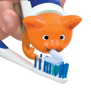 PVC Spread Heads Toothpaste Caps Toy Cat Head With Cartoon Patterns