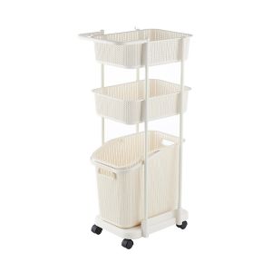 Stackable 72cm 2 Tier Plastic Laundry Hamper With Wheels