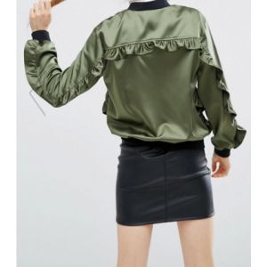 Blank Ruffle Satin Ma1 Bomber Jacket With Pocket OEM Service Available