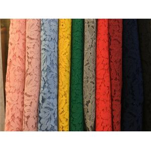 150 CM X 150CM Multi Color Big Flower Eyelash Lace Fabric with kniting cord