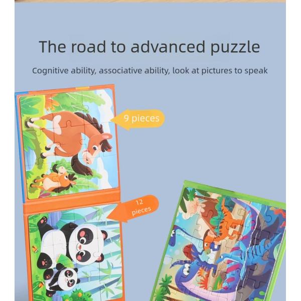 Customized Wood Carton 3 in 1 3d Puzzles Board Games Paper Montessori Educational Learning Jigsaw Book Toys for Kids Boys Girls