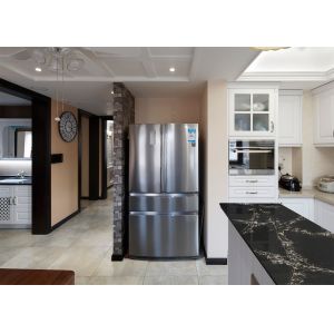 High Density Grey Quartz Kitchen Countertops Polished Engineered Stone Slabs