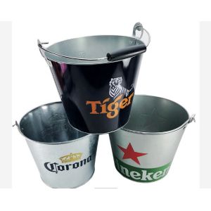 12L Metal Wine Bucket 4 Color Galvanized Ice Bucket With Handle