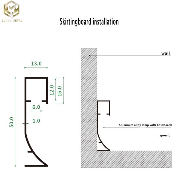 Illuminated Aluminum Skirting Profile Extrusion Board Cove Shape