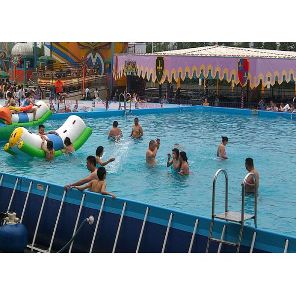 Quality Commercial Large Rectangular Metal Frame Pool , Mobile Swimming Pool For Park wholesale