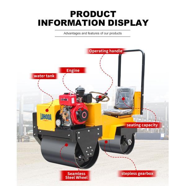 China Brand Vibration Road Roller With EPA Engine Mini Road Roller Double Drums for Sale