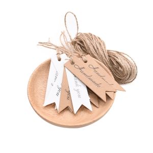 Recycled Kraft Cardboard Hang Tag Printed Logo Paper Elastic Cord String Swing