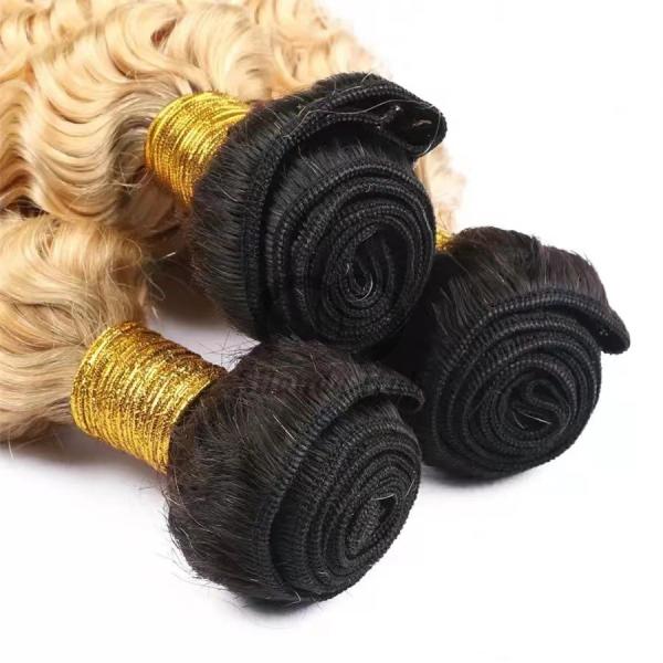 #T1B/613 Bleached Blonde Deep Wave Remy Human Hair Bundles Sew In Weave Bundles Brazilian Bundle Deals